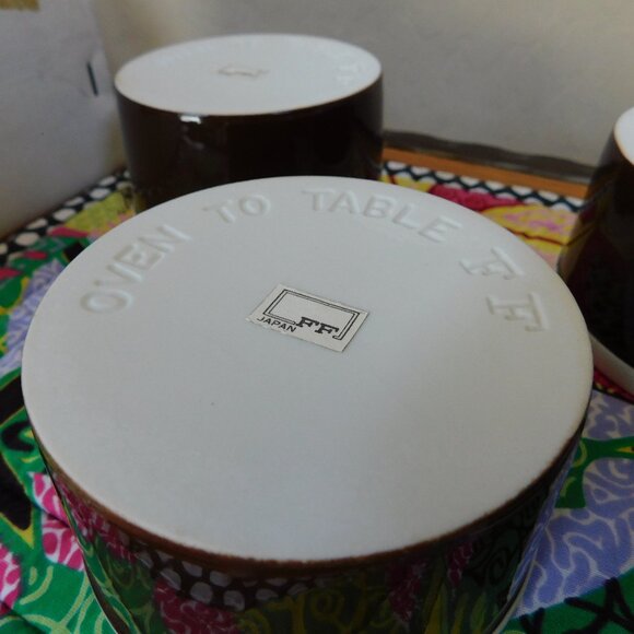 NIB Fitz & Floyd 4 La Ronde mod brown porcelain oven / table ramekin baking dish - Picture 9 of 15